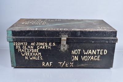 Lot 593 - A military metal travel trunk