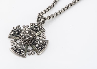 Lot 197 - A silver coptic cross pendant