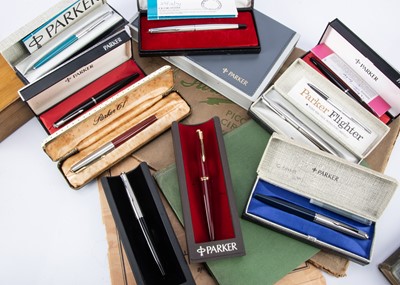 Lot 262 - A collection of twenty three modern Parker fountain pens
