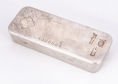 Lot 265 - A Johnson Matthey 100 oz silver ingot