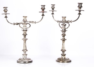 Lot 290 - A pair of Victorian Sheffield plate candleabra
