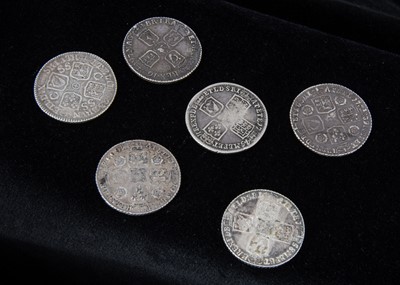 Lot 64 - A collection of six early milled British shillings