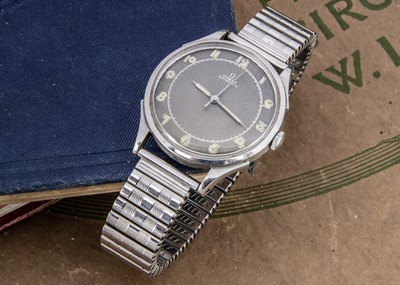 Lot 83 - A circa 1950s Omega Automatic "Bumper" stainless steel wristwatch head