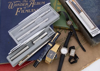 Lot 169 - Five watches and several pens