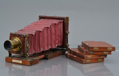 Lot 39 - A J. Lancaster Special Instantograph Mahogany and Brass Quarter Plate Camera