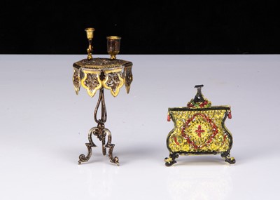 Lot 46 - A German bronzed soft metal dolls’ house smoking table