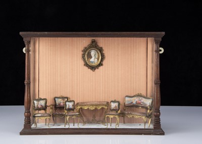 Lot 64 - A set of early 20th century Viennese enamel and gilt metal dolls’ house furniture