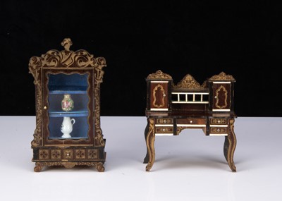 Lot 65 - Two Waltershausen-type gilt-transfer dolls’ house furniture
