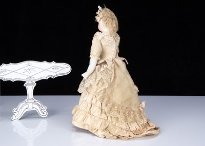 Lot 120 - A French fixed shoulder-head fashionable doll with painted eyes
