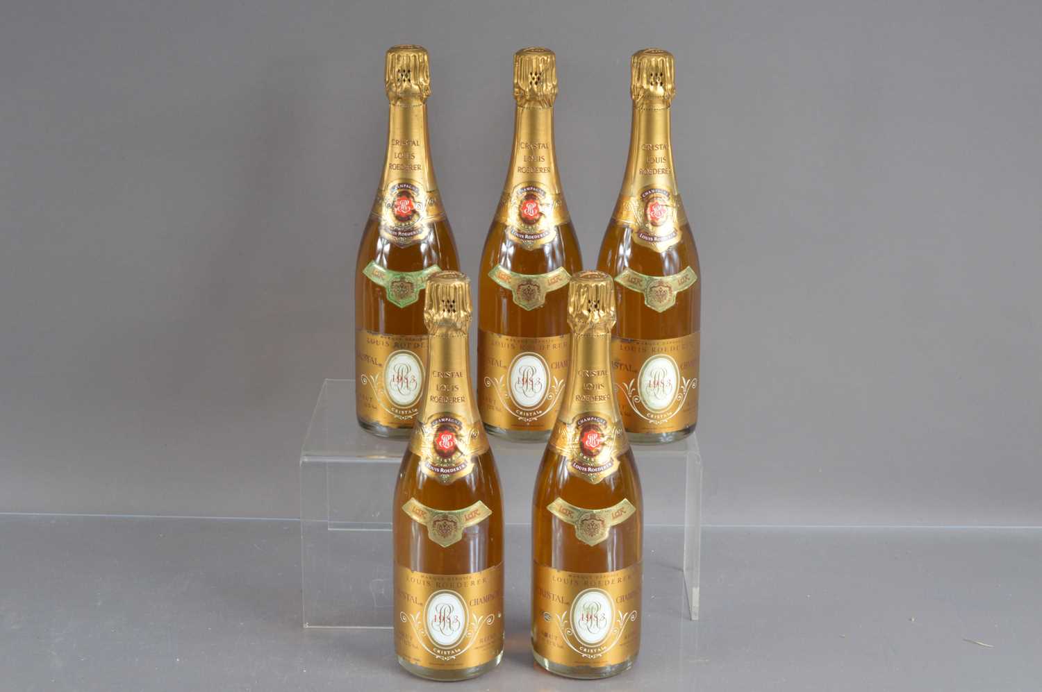 Lot 92 - Five bottles of Louis Roederer Cristal Champagne 1983