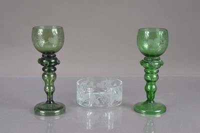 Lot 255 - A William Yeoward engraved glass 'Jenkins Leonora' bottle coaster