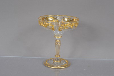 Lot 267 - An exceptional Venetian gilt and enamel quatrefoil glass champagne coupe by Salviati
