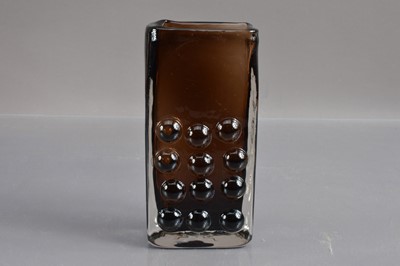 Lot 286 - Scarce Whitefriars textured rectagular ('Mobile Phone') vase designed by Geoffrey Baxter (1922-1995)
