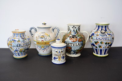 Lot 163 - A group of Chemist's Oil Jars and twin handled jugs