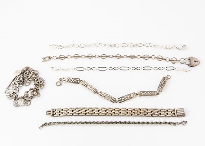 Lot 154 - Seven silver bracelets