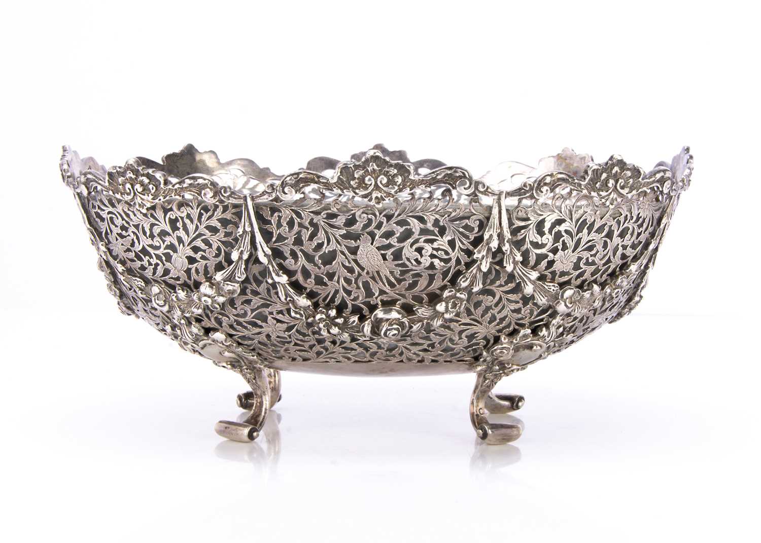 Lot 388 - A late Victorian silver pierced oval centre piece