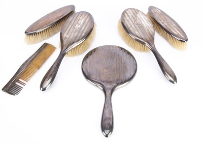 Lot 456 - A George V silver six piece dressing table set by W & FB