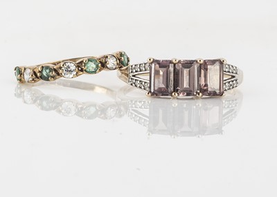 Lot 212 - Two 9ct gold gem set dress rings