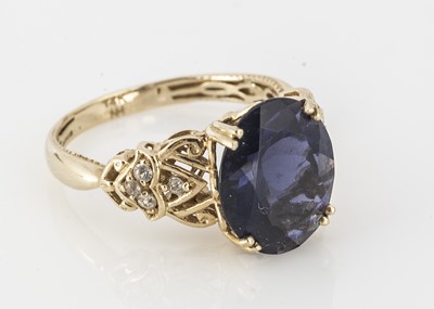 Lot 217 - A contemporary synthetic gem set dress ring