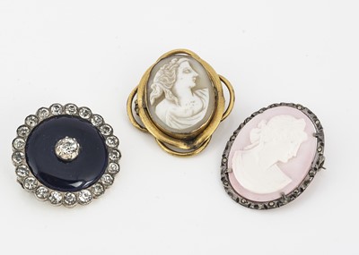 Lot 242 - A Victorian enamel and paste white metal target brooch