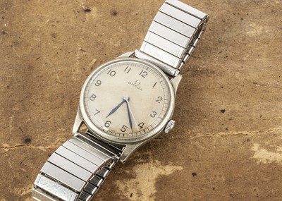 Lot 378 - A 1940s Omega Military Issue chromed and stainless steel wristwatch case