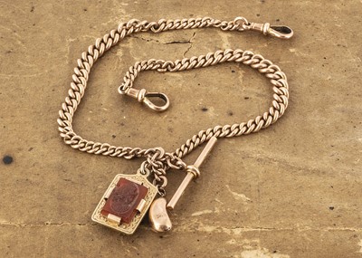 Lot 386 - A Victorian 9ct gold double Albert pocket watch chain