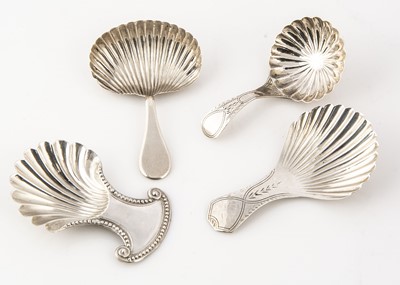 Lot 423 - Four Georgian period silver tea caddy spoons