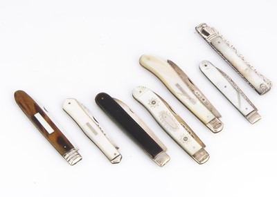 Lot 451 - Seven Georgian and Victorian silver folding pocket knives
