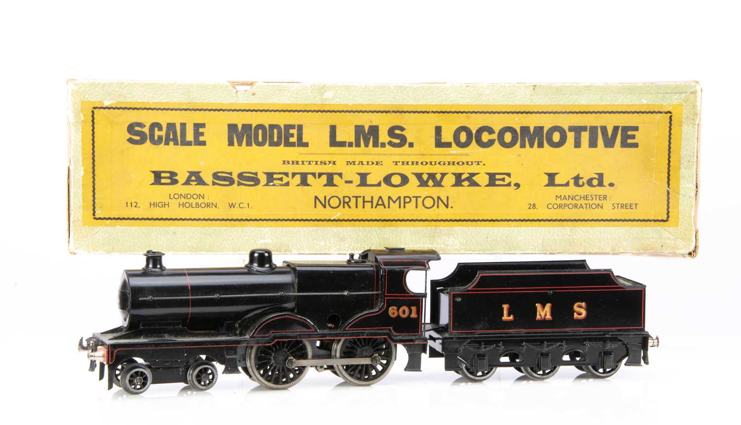 Lot 615 - Bassett lowke 0 Gauge 4-4--0 Loco & Tender LMS lined black class 2P