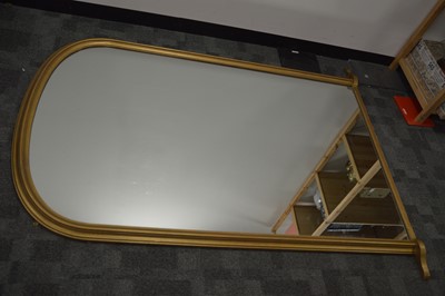 Lot 57 - A large Victorian style archtop gilt frame over mantle wall mirror