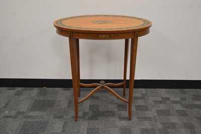 Lot 60 - A Georgian style painted satinwood Sheraton Revival butler's tray table