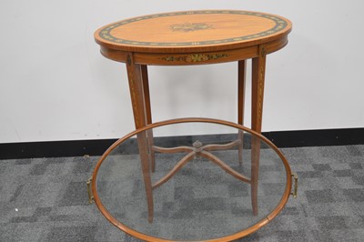 Lot 60 - A Georgian style painted satinwood Sheraton Revival butler's tray table