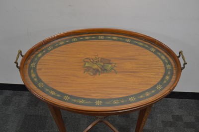 Lot 60 - A Georgian style painted satinwood Sheraton Revival butler's tray table