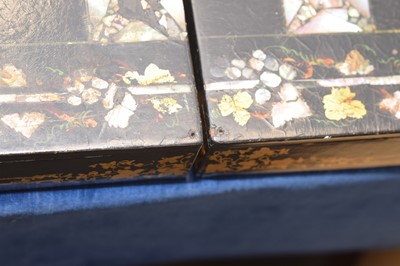 Lot 408 - A mid-19th Century black lacquer and abalone shell inlaid games board