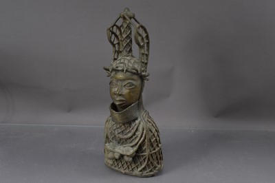 Lot 489 - An early 20th Century Benin style Oba Bust
