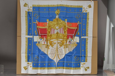 Lot 541 - A Hermes Paris silk scarf "Vue du Carrosse de la Galère la Réale (La Réale)