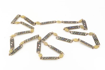 Lot 7 - An early 20th century champleve chinoiserie panel necklace