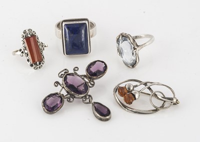 Lot 96 - A Charles Horner silver and citrine Art Nouveau brooch