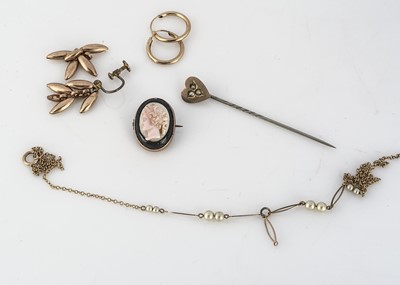 Lot 337 - A pair of yellow metal sleeper earrings