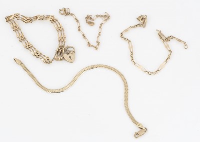Lot 350 - Four 9ct gold bracelets