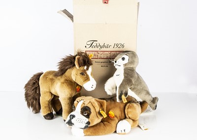 Lot 329 - Three Steiff yellow tag soft toy animals