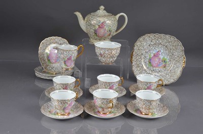 Lot 396 - Mid-20th Century Leonard Street Pottery "Pinkie" pattern tea set