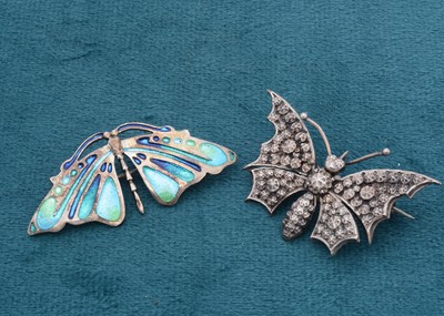 Lot 80 - Two silver butterfly brooches