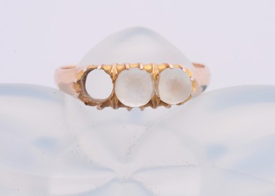 Lot 153 - A three stone moonstone dress ring