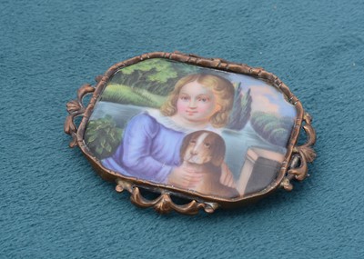 Lot 261 - A 19th Century continental painted glass panel brooch