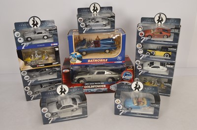 Lot 13 - Modern Diecast 1:18 Scale and Smaller James Bond and Batman Vehicles