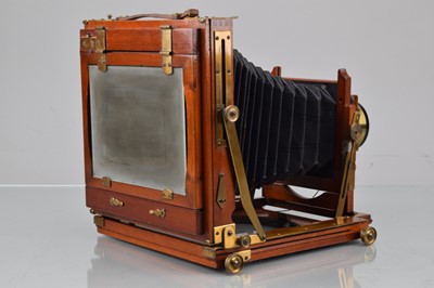 Lot 36 - A Jas Lancaster & Son Excelsior Instantograph Half Plate Mahogany & Brass Camera