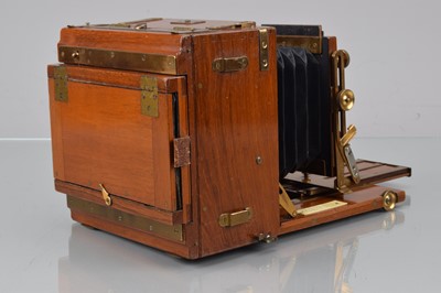 Lot 49 - A Sanderson Half Plate Tropical Model Mahogany & Brass Camera