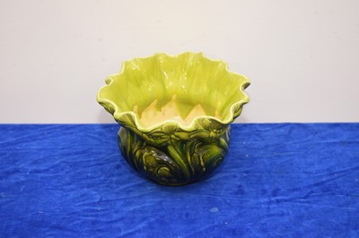 Lot 444 - A Victorian Bretby Pottery green glazed plant pot