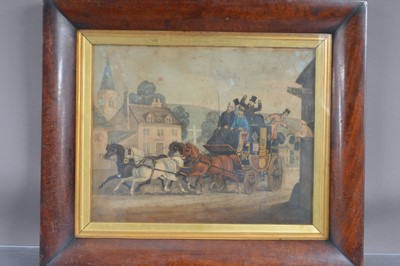 Lot 545 - An early hand-coloured Victorian coaching print